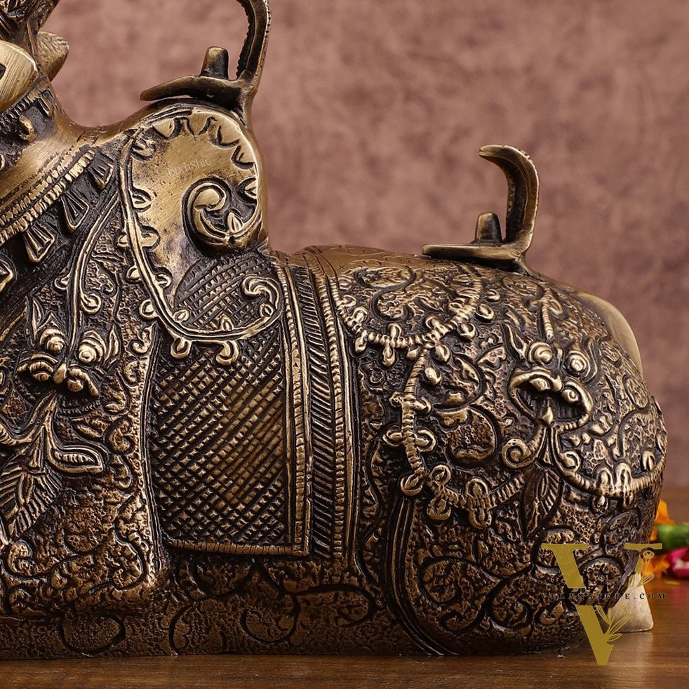 Pure Brass Nandi Statue – Intricately Carved