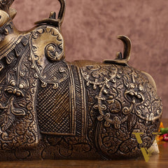 Pure Brass Nandi Statue – Intricately Carved