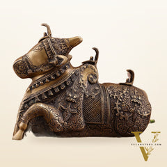 Pure Brass Nandi Statue – Intricately Carved