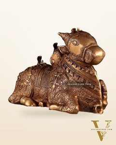 Pure Brass Nandi Statue – Intricately Carved