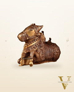 Pure Brass Nandi Statue – Intricately Carved