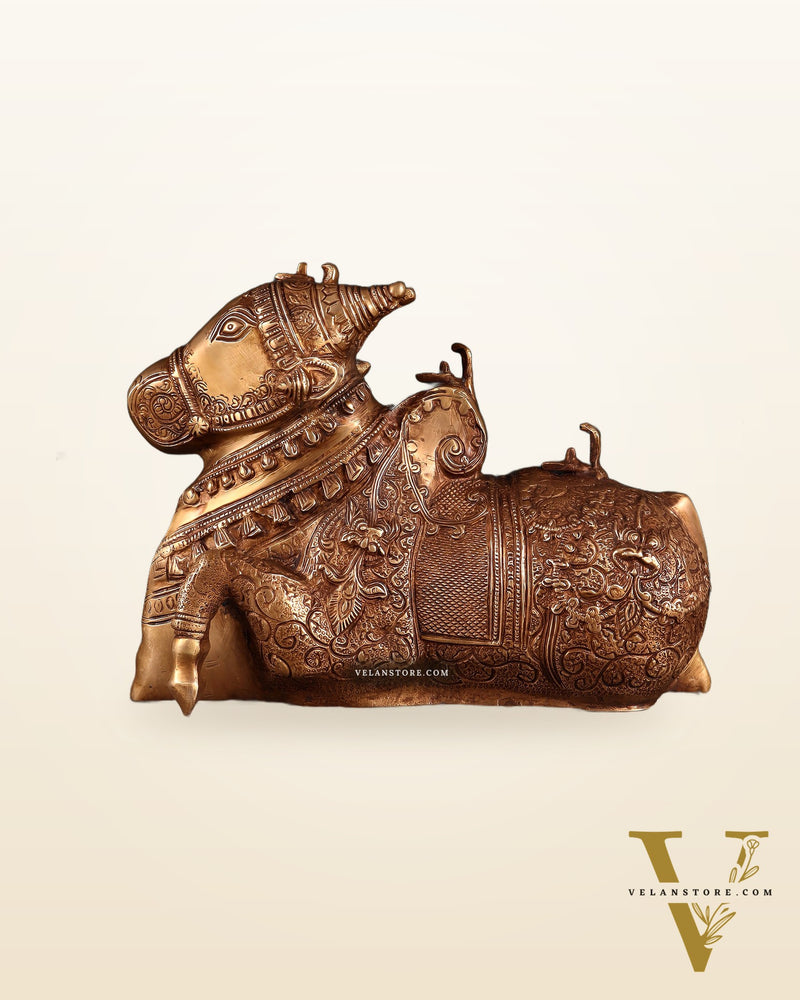 Pure Brass Nandi Statue – Intricately Carved