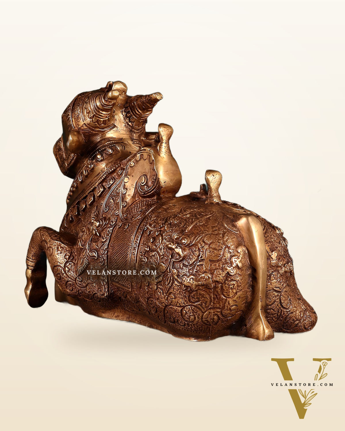Pure Brass Nandi Statue – Intricately Carved