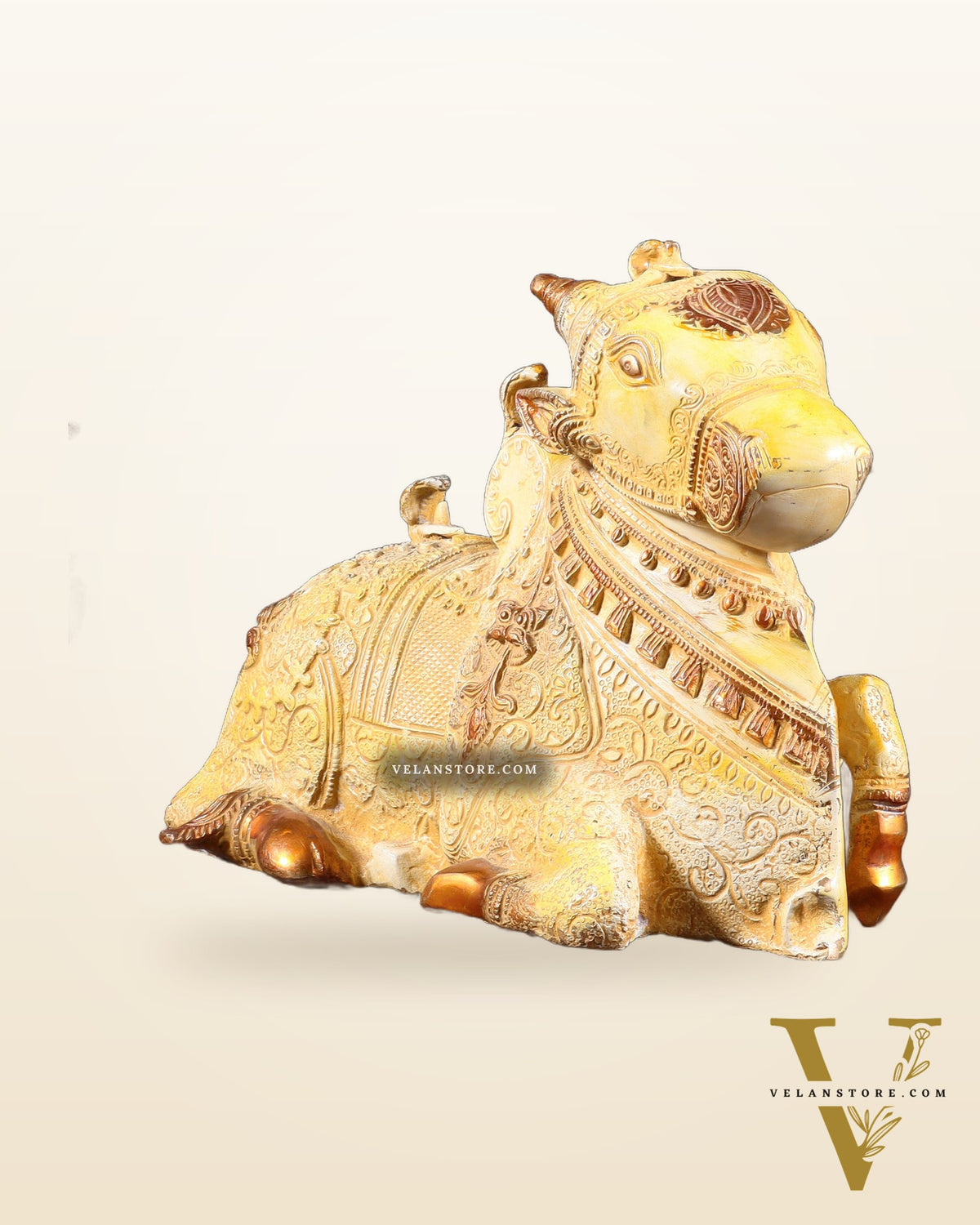 Pure Brass Nandi Statue Sand finish 11" wide