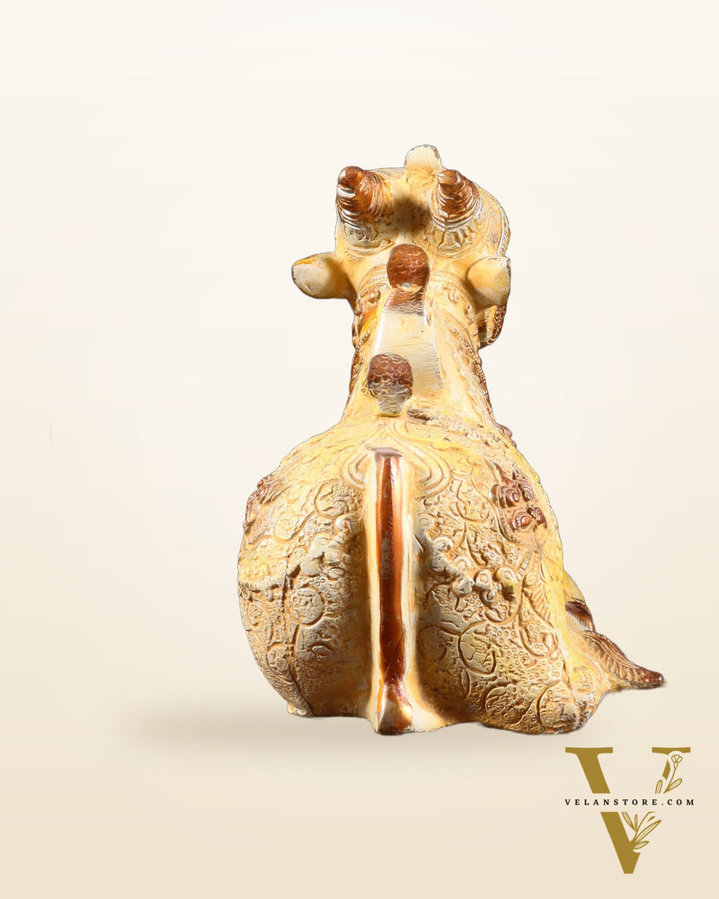 Pure Brass Nandi Statue Sand finish 11" wide