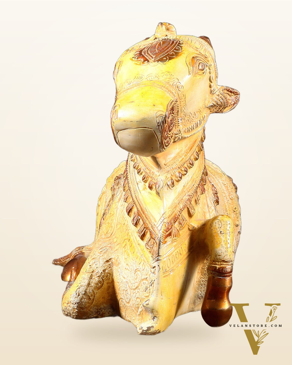 Pure Brass Nandi Statue Sand finish 11" wide