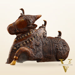 Pure Brass Nandi Statue – Vintage Bronze Tone