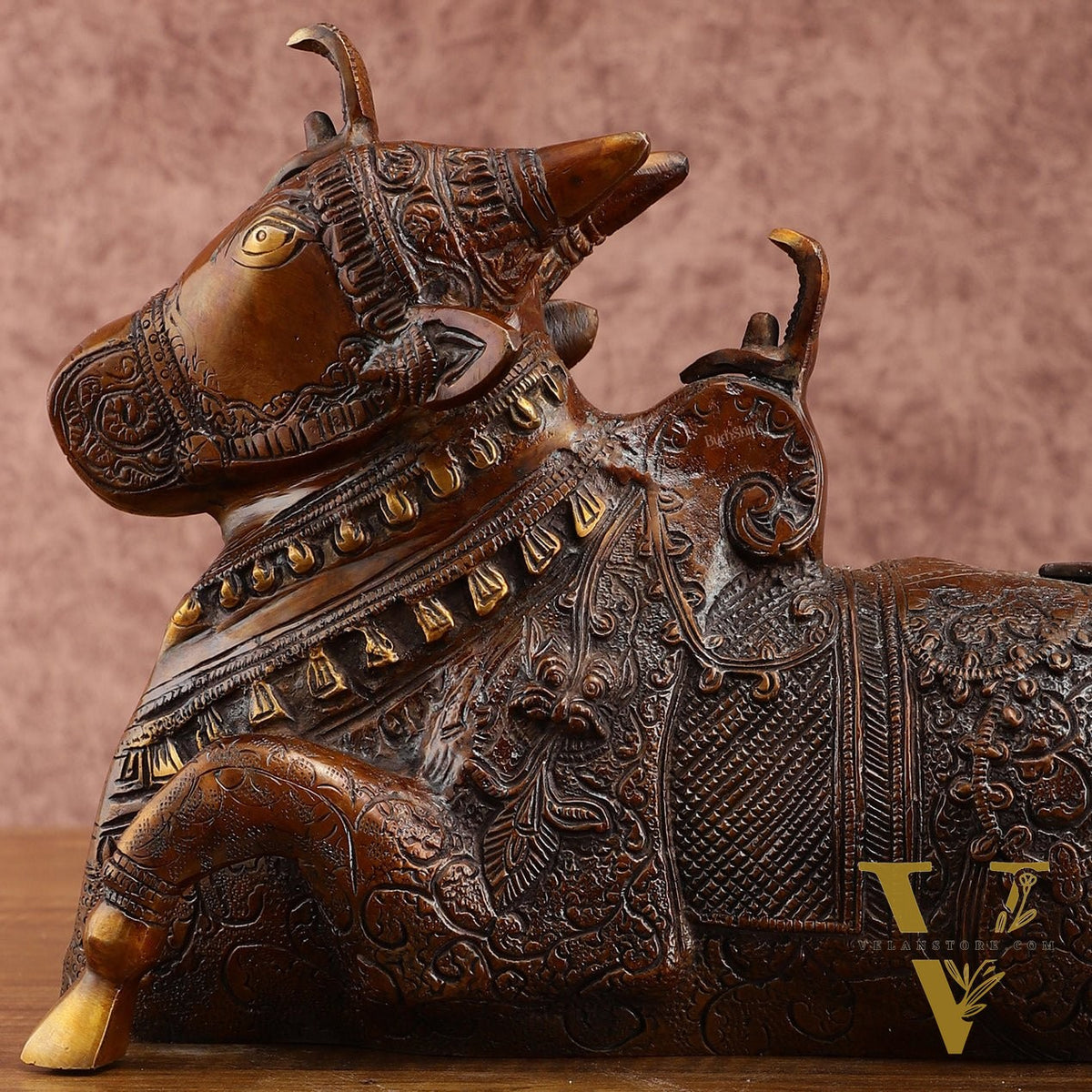 Pure Brass Nandi Statue – Vintage Bronze Tone
