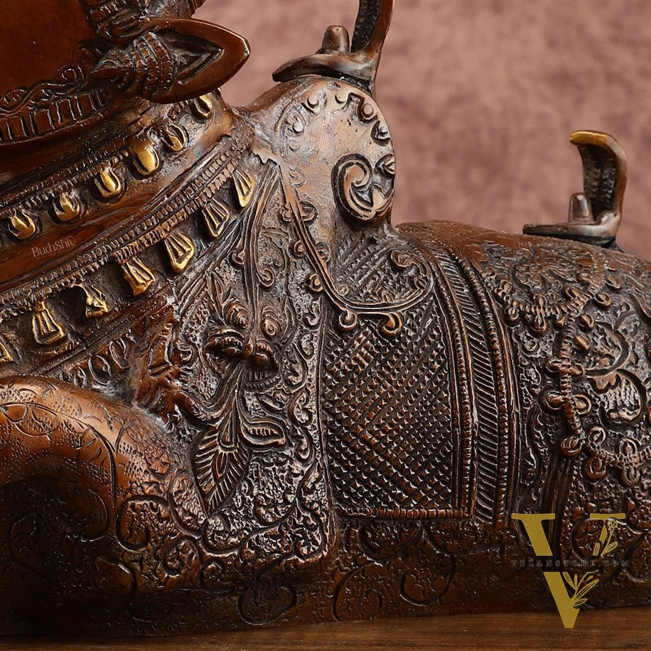 Pure Brass Nandi Statue – Vintage Bronze Tone