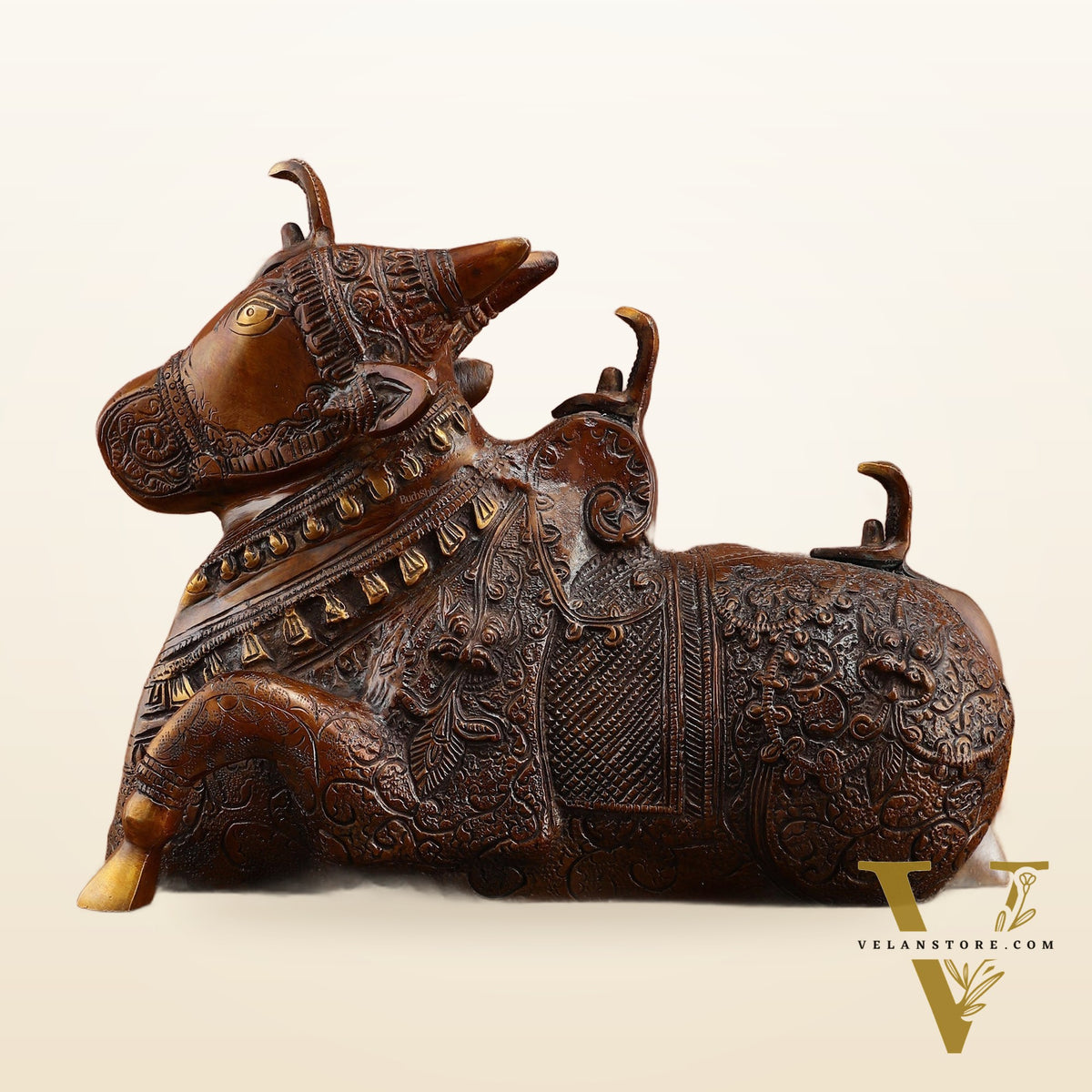 Pure Brass Nandi Statue – Vintage Bronze Tone