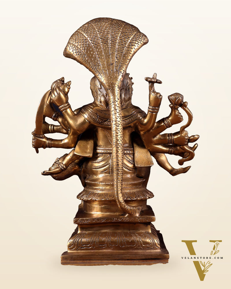 Pure Brass Narasimha hiranyakashap dhahan with bhakt Prahlad statue  - 13 inch