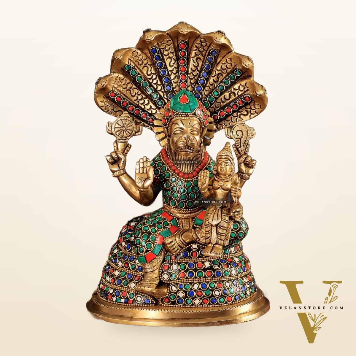 Pure Brass Narasimha Lakshmi idol  10"