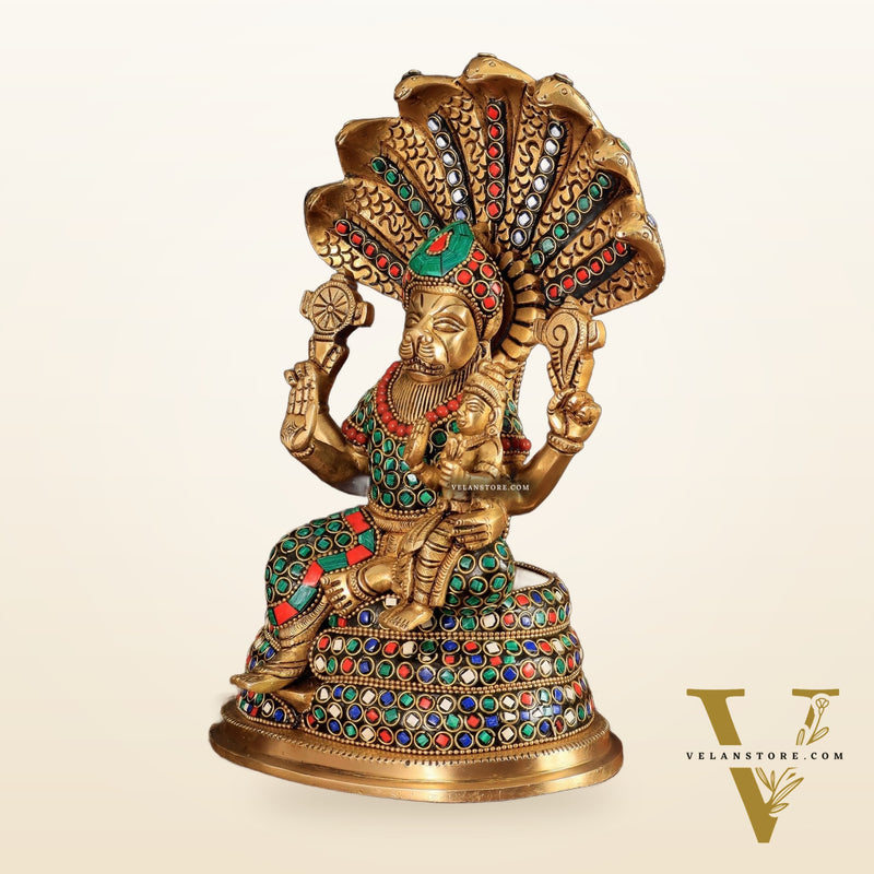 Pure Brass Narasimha Lakshmi idol  10"