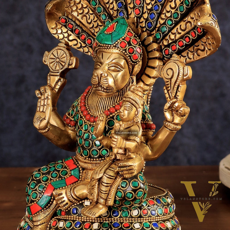 Pure Brass Narasimha Lakshmi idol  10"