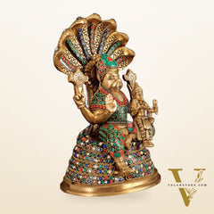 Pure Brass Narasimha Lakshmi idol  10"