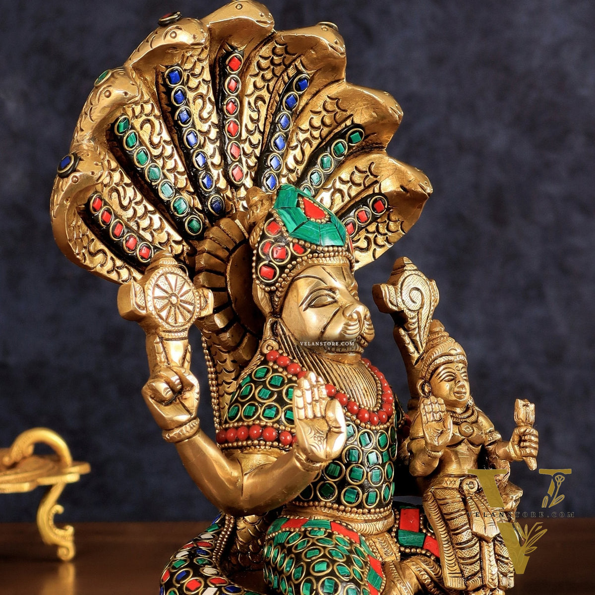 Pure Brass Narasimha Lakshmi idol  10"