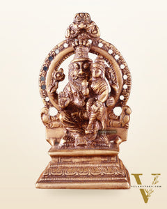 Pure Brass Narasimha Lakshmi with Back Frame Idol | Height: 4.5 inch