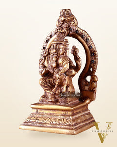 Pure Brass Narasimha Lakshmi with Back Frame Idol | Height: 4.5 inch