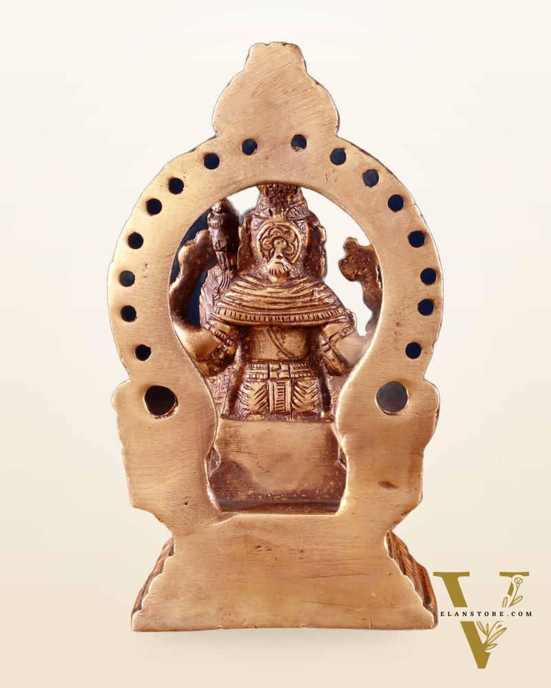 Pure Brass Narasimha Lakshmi with Back Frame Idol | Height: 4.5 inch