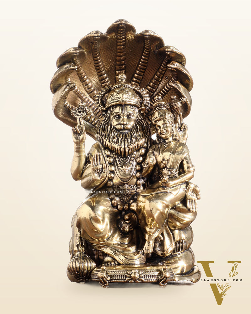 Pure Brass Narsimha Lakshmi Idol - 4 Inch