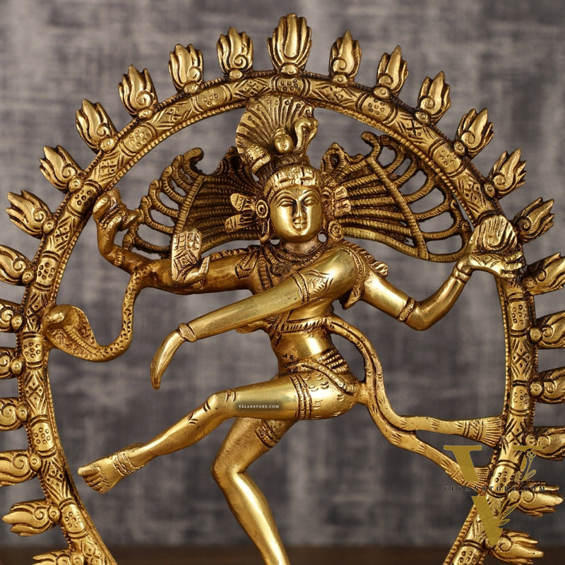 Pure Brass Nataraja statue with Oval Ring | 12 Inch Height | 3.2 KG