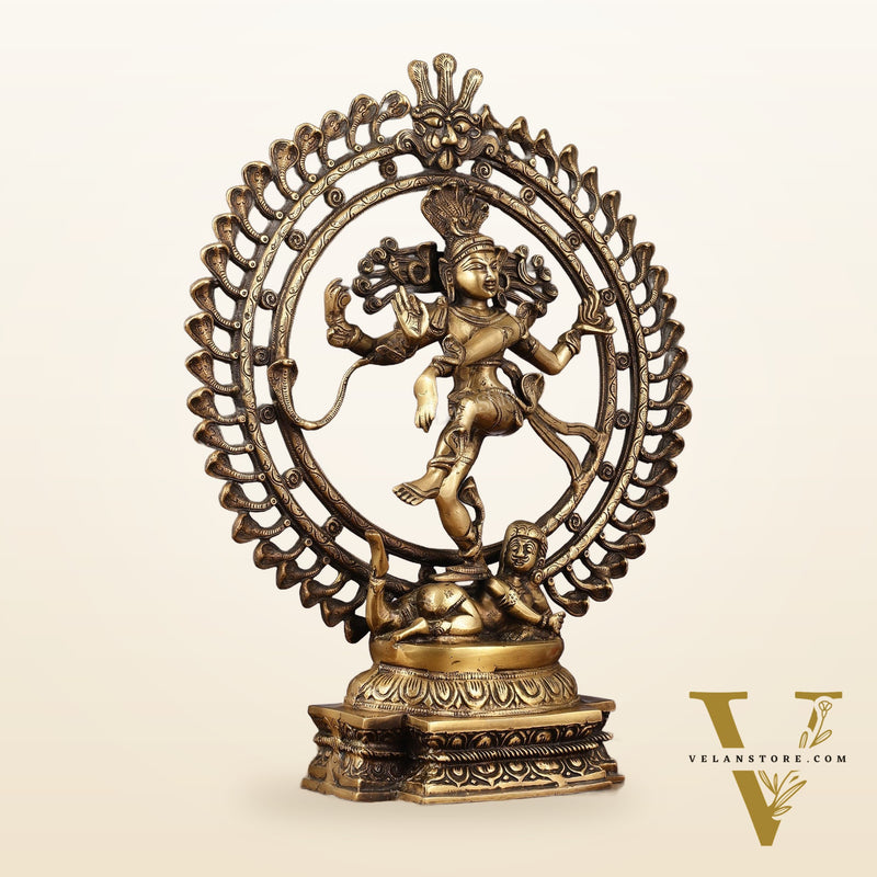 Pure Brass Nataraja Statue with Snake Adornments - 19 Inch Sculpture