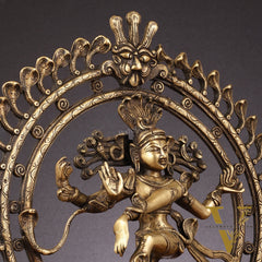 Pure Brass Nataraja Statue with Snake Adornments - 19 Inch Sculpture