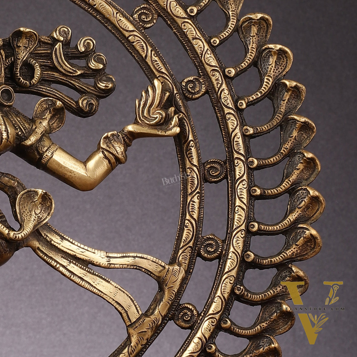 Pure Brass Nataraja Statue with Snake Adornments - 19 Inch Sculpture