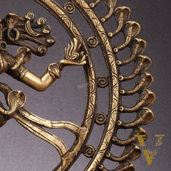 Pure Brass Nataraja Statue with Snake Adornments - 19 Inch Sculpture