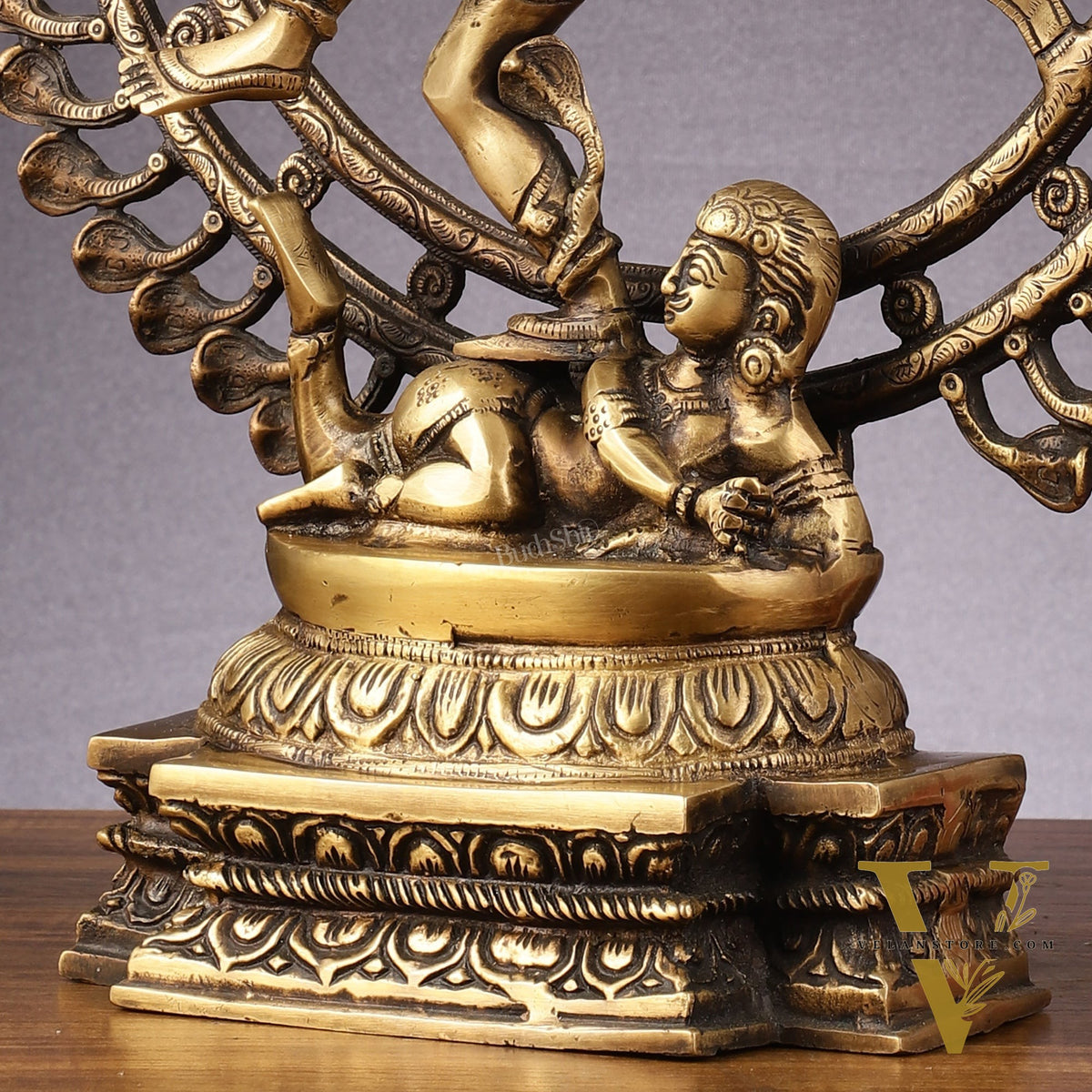 Pure Brass Nataraja Statue with Snake Adornments - 19 Inch Sculpture