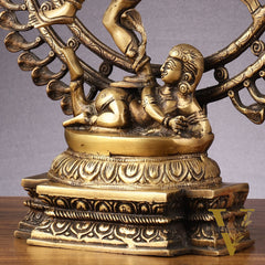 Pure Brass Nataraja Statue with Snake Adornments - 19 Inch Sculpture