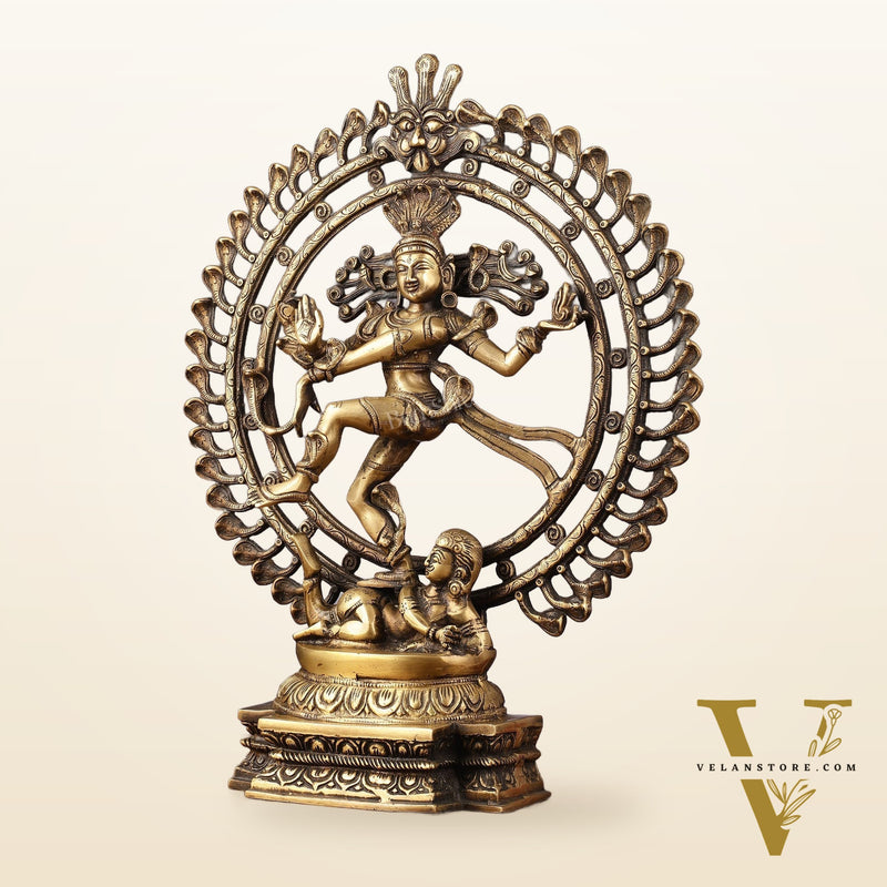 Pure Brass Nataraja Statue with Snake Adornments - 19 Inch Sculpture