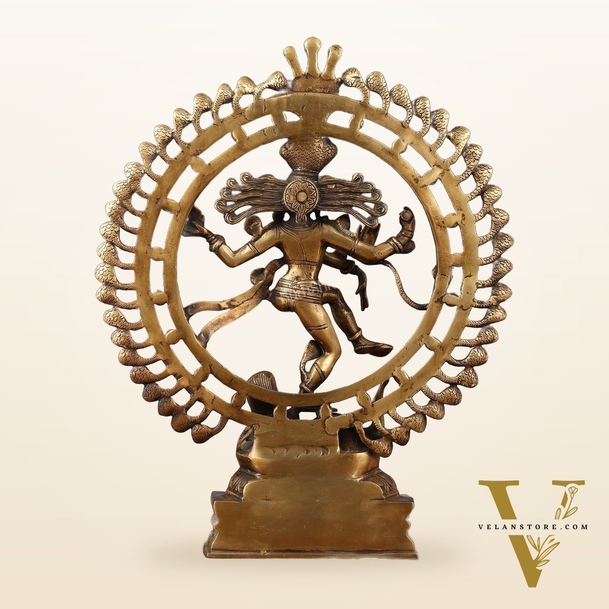 Pure Brass Nataraja Statue with Snake Adornments - 19 Inch Sculpture
