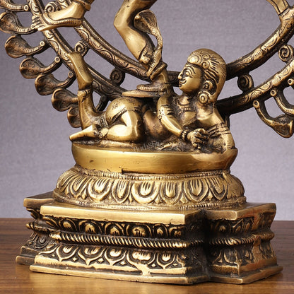 Pure Brass Nataraja Statue with Snake Adornments - 19 Inch Sculpture