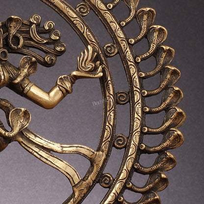 Pure Brass Nataraja Statue with Snake Adornments - 19 Inch Sculpture