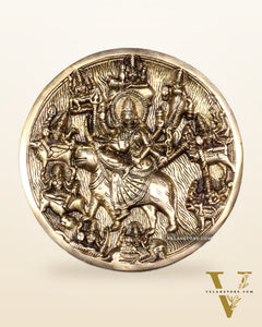 Pure Brass Navdurga Wall Hanging – Round Plate with 9 Forms of Goddess Durga