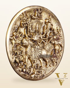 Pure Brass Navdurga Wall Hanging – Round Plate with 9 Forms of Goddess Durga