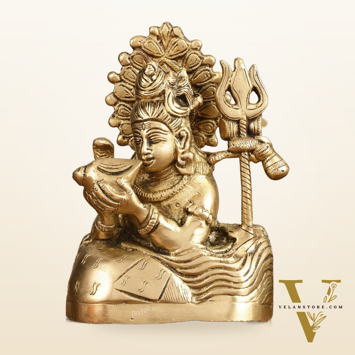 Pure Brass Neelkantha Shiva Drinking Halala Sculpture - 6 in Height