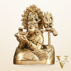 Pure Brass Neelkantha Shiva Drinking Halala Sculpture - 6 in Height