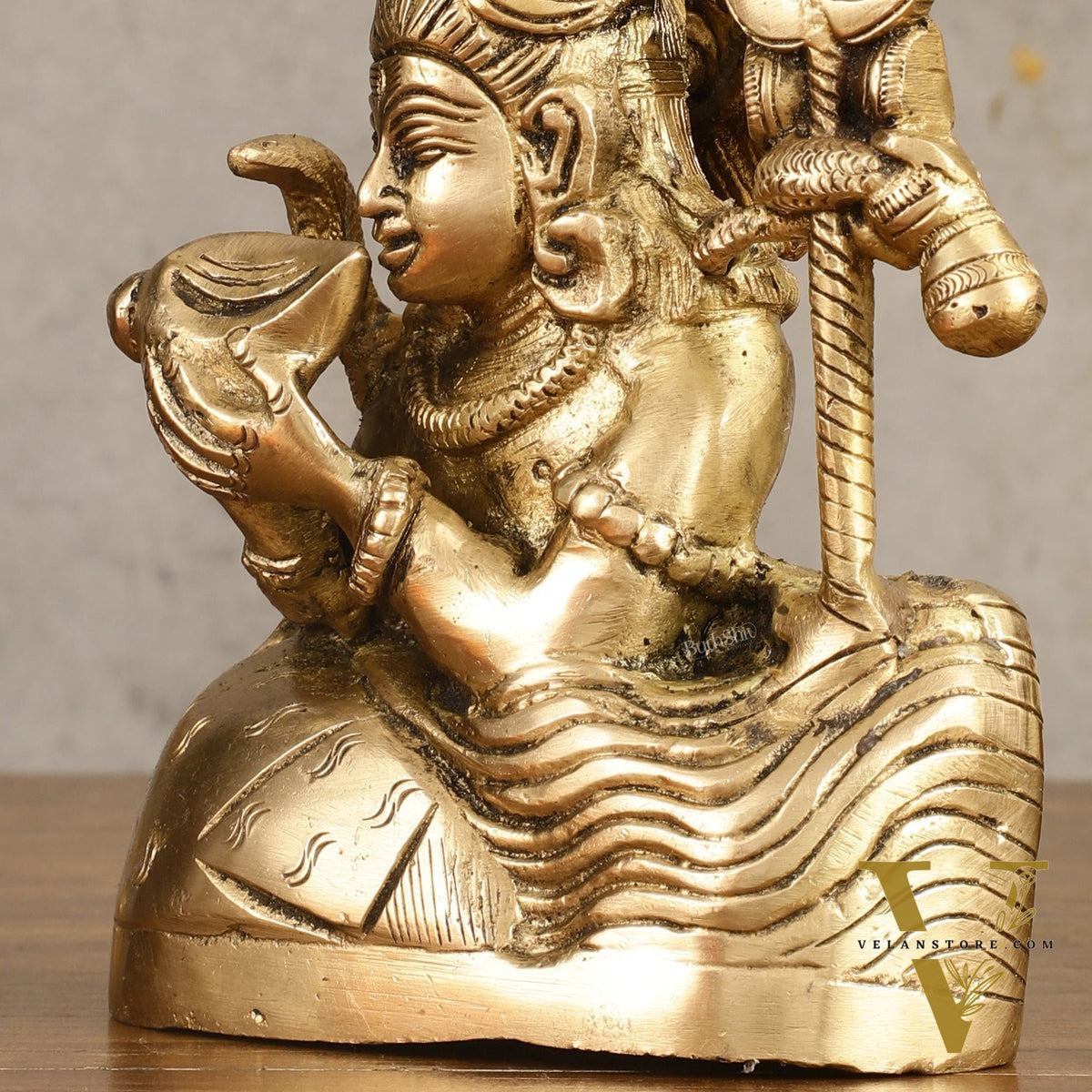 Pure Brass Neelkantha Shiva Drinking Halala Sculpture - 6 in Height