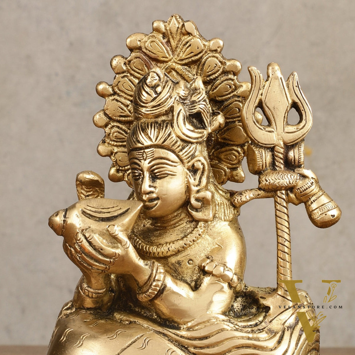 Pure Brass Neelkantha Shiva Drinking Halala Sculpture - 6 in Height