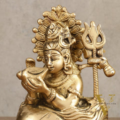 Pure Brass Neelkantha Shiva Drinking Halala Sculpture - 6 in Height