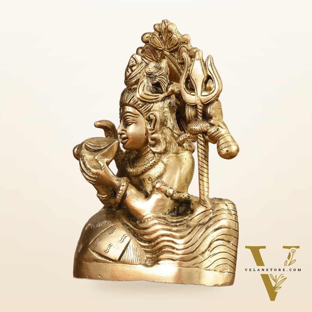 Pure Brass Neelkantha Shiva Drinking Halala Sculpture - 6 in Height