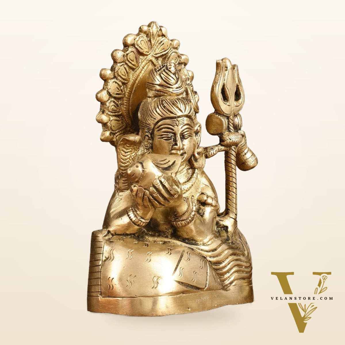 Pure Brass Neelkantha Shiva Drinking Halala Sculpture - 6 in Height