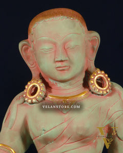 Pure Brass Nepalese Parvati Statue – Green Sand Finish, 12.5 Inch