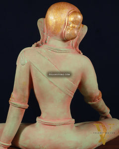 Pure Brass Nepalese Parvati Statue – Green Sand Finish, 12.5 Inch