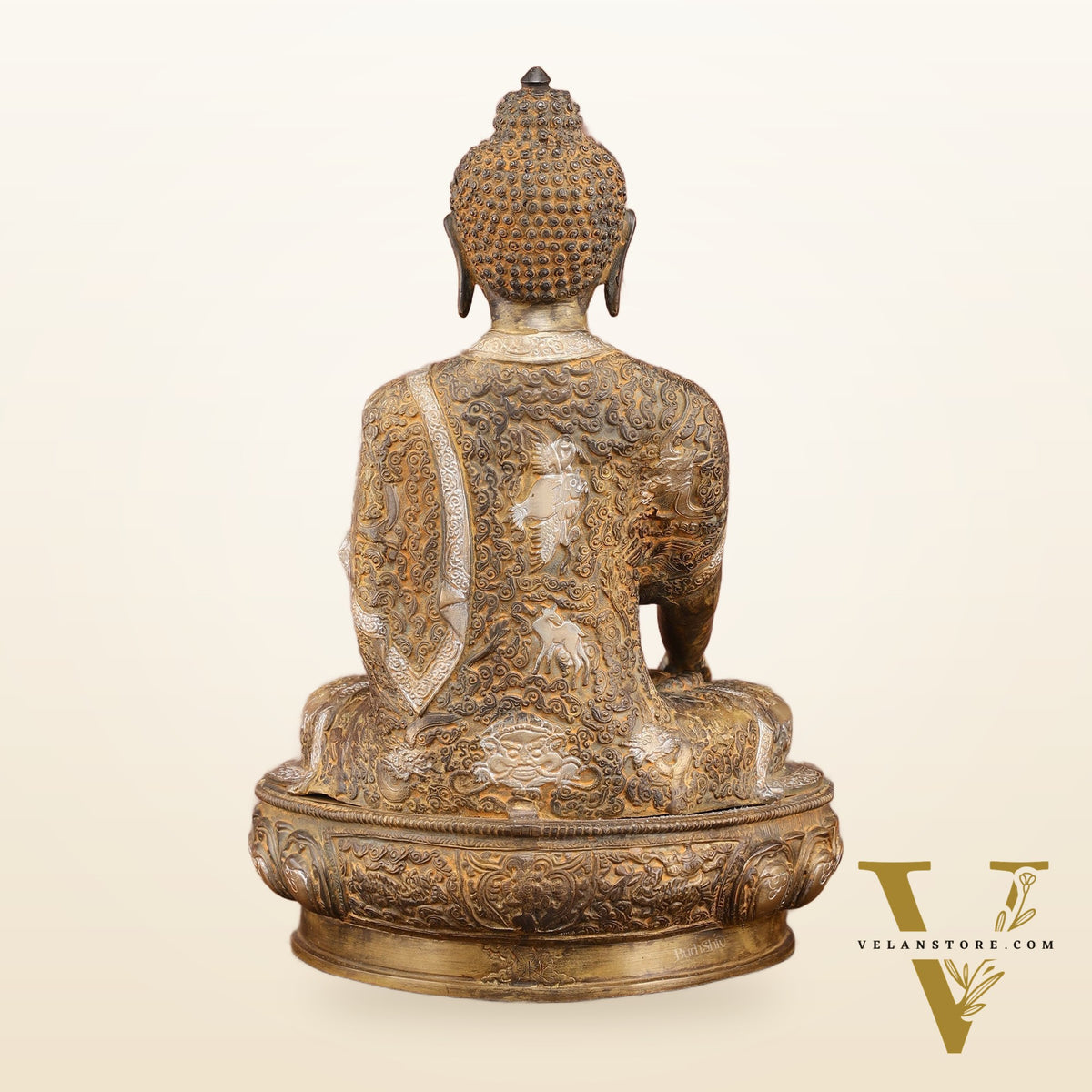 Pure Brass Nirvana Buddha Statue 17" Vintage