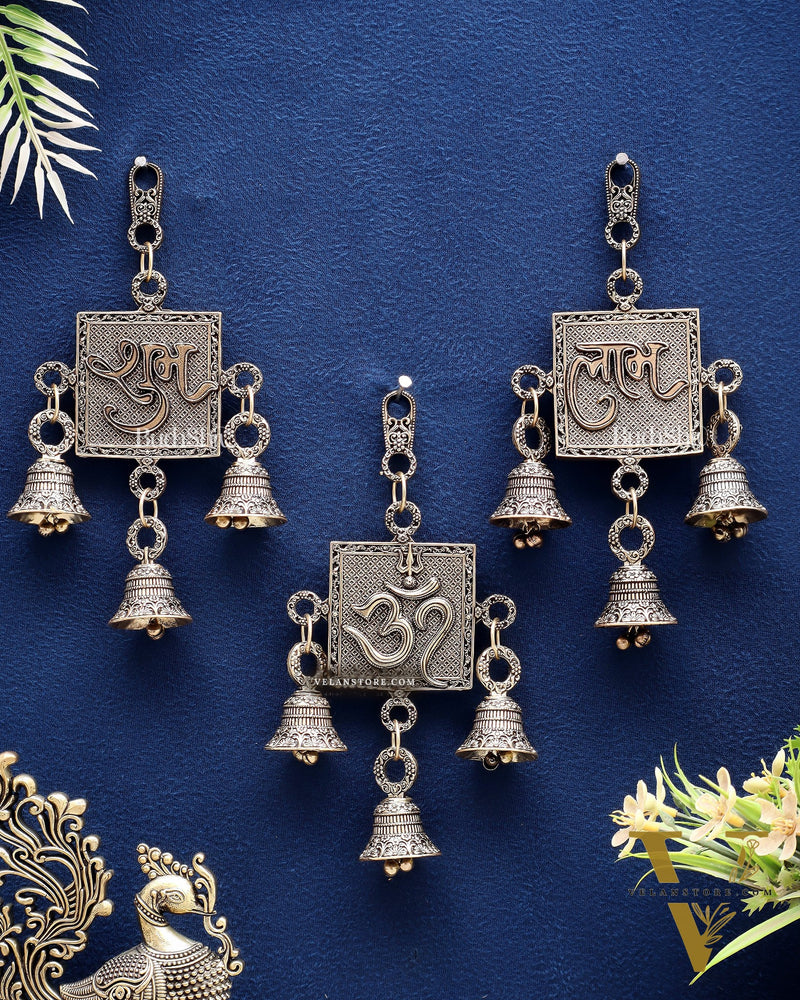 Pure Brass Om, Shubh Labh Wall Hanging Set – Lightweight & Auspicious