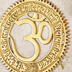 Pure Brass Om with Gayatri mantra Wall hanging 8"
