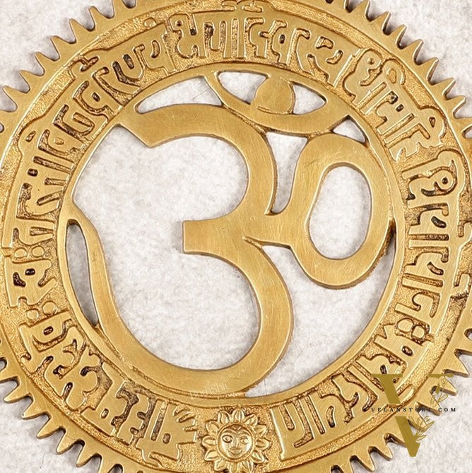 Pure Brass Om with Gayatri mantra Wall hanging 8"
